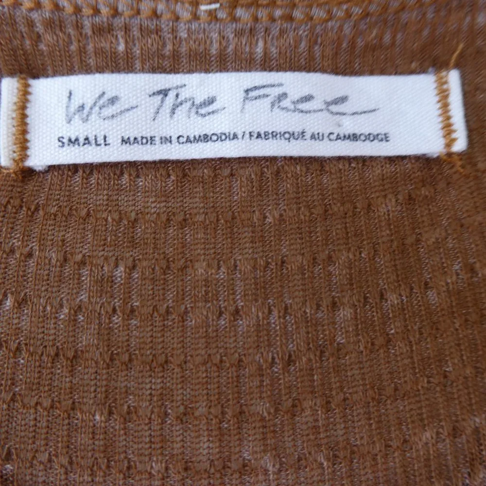 We The Free People Brown Babydoll Henley Swing Long Sleeve Oversized Thermal S